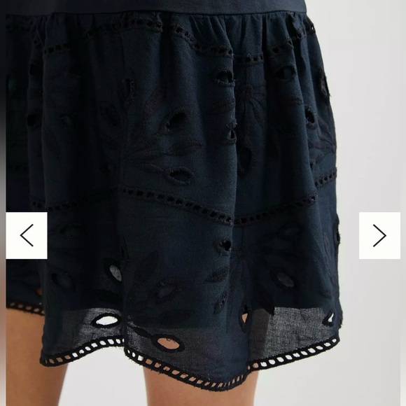 Anthropologie Maeve Flounced Eyelet Mini Dress Size XS Black Embroidery - Picture 3 of 10